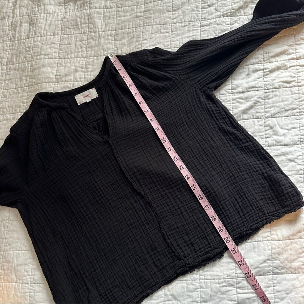 XiRENA Cotton Gauze V-Neck Popover Top Black XS - Picture 5 of 8